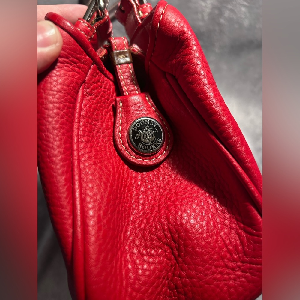 RARE Dooney & Bourke Red Top Handle Leather Satchel Manufacturer Sample Bag - Picture 5 of 13